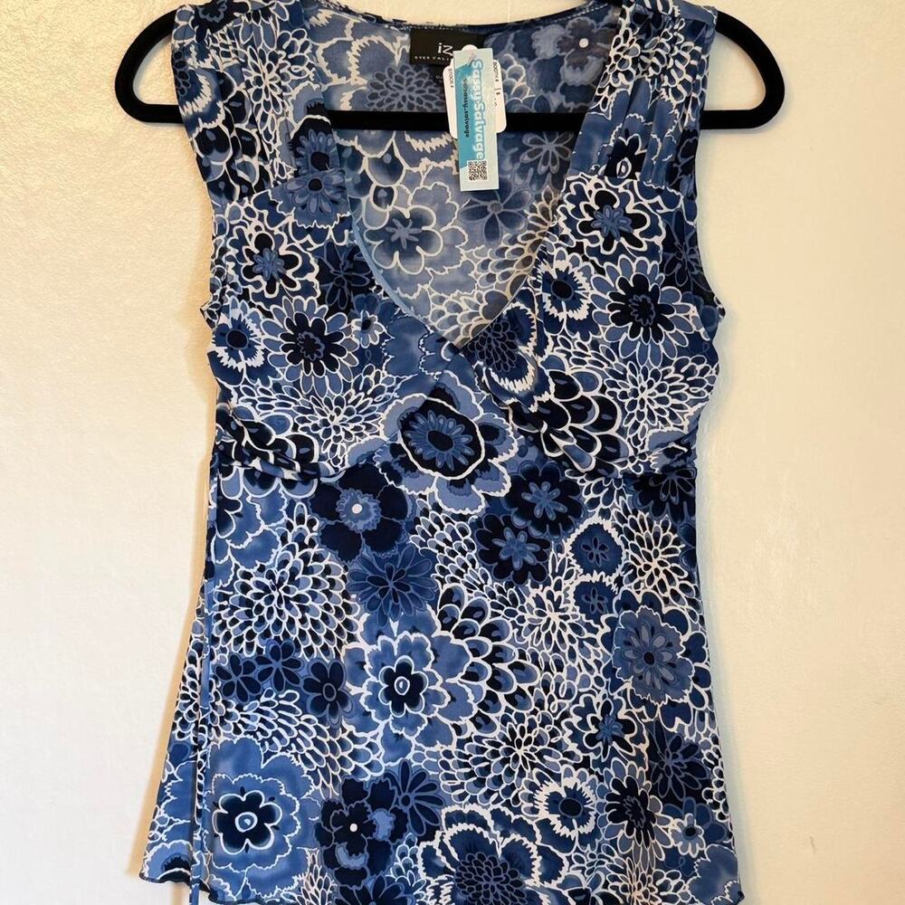 Blue Floral Y2K Sleeveless Top M